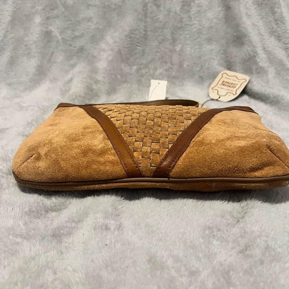 Genuine Leather Wristlet Satchel Bag Clutch Brown NWT Imported Women Accessories